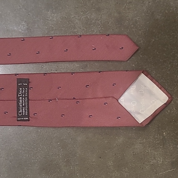 CHRISTIAN DIOR MONOGRAM LOGO BURGUNDY EMBROIDERED PATTERN NECK TIE - Picture 5 of 7